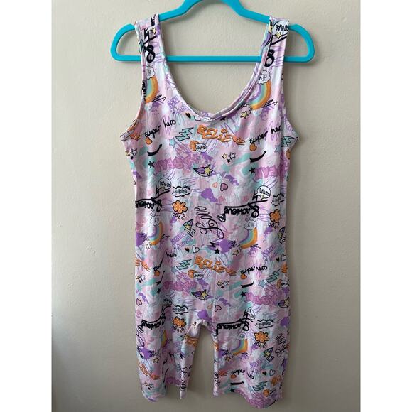 It's Pink & Purple Street Art Romper Size 1X - Picture 1 of 7